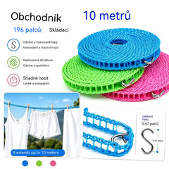 💥【3 kusy】🔗 Protiskluzová a větruodolná šňůra na prádlo 👕 Zabraňuje nepořádku při prádle ve větru 🌬️