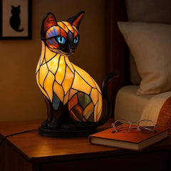 ✨Stolní lampa ve tvaru kočky, retro noční lampa vyrobená z barevné pryskyřice s motivem kočky