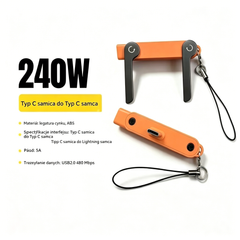 🔥【Kup 1, a 1 dostaniesz gratis!59.5 zł/komplet】 ⚡ Składany adapter do telefonu + Kabel do szybkiego ładowania 240 W typu C | ✅Obsługuje szybkie ładowanie i przesyłanie danych