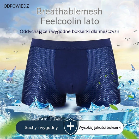 🩲 4 szt. 🔥 Nowe bokserki męskie Ice Silk – chłód, wygoda i świeżość przez cały dzień!