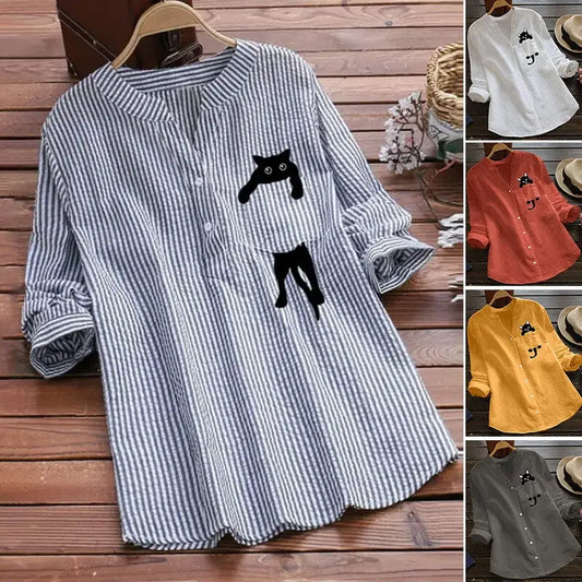 ✨🌿【Omezené skladové zásoby🔥】【S-3XL】2026  Nová móda Neformální košile pro kočky s výstřihem do V