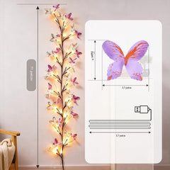 🦋✨ Flexibilní LED světla ve tvaru popínavé větve s motýly – vytvořte ve svém domově kouzelnou a útulnou atmosféru 💡