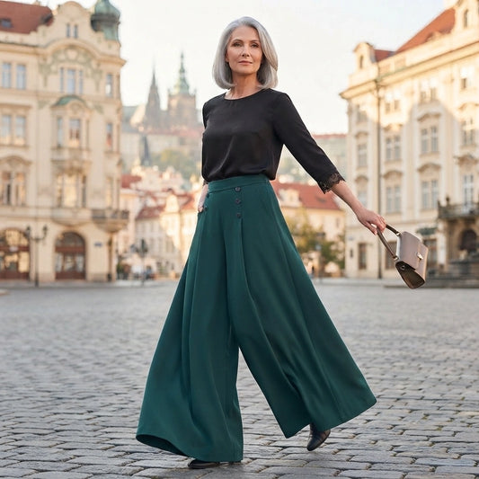 ❤️🌹【M-5XL】Dámské kalhoty s vysokým pasem a širokými nohavicemi, elegantní střih, pohodlné na nošení, zeštíhlující, prodyšné a pohodlné, vhodné na léto.