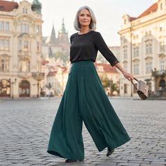 ❤️🌹【M-5XL】Dámské kalhoty s vysokým pasem a širokými nohavicemi, elegantní střih, pohodlné na nošení, zeštíhlující, prodyšné a pohodlné, vhodné na léto.