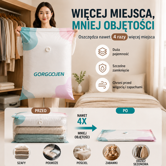 🧳5 za 119 zł.💨 Duży, kompresowalny worek próżniowy do przechowywania: nie wymaga pompki, szczelny i idealny do oszczędzania miejsca w walizkach i w domu ✈️