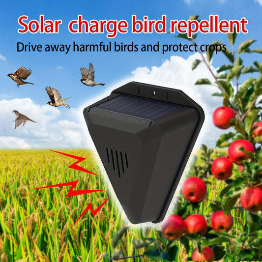 Solar-powered bird deterrent alarm for vegetable gardens, fish ponds, and rice paddies