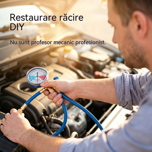 🔧❄️ Furtun de reumplere cu agent frigorific R134a pentru aer condiționat, cu manometru – Etanș, ușor de citit și compatibil cu autoturisme, camioane sau aparate de aer condiționat de uz casnic – Reumplere DIY în condiții de siguranță 🚗