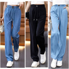 👖❤️🔥【50% Promocji】【40-100 kg】2026 nowe wysokiej jakości miękkie, swobodne spodnie z drapowaniem.Uczucie chłodzenia dzięki lodowemu jedwabiowi, efekt wyszczuplający z ograniczeniem wzrostu