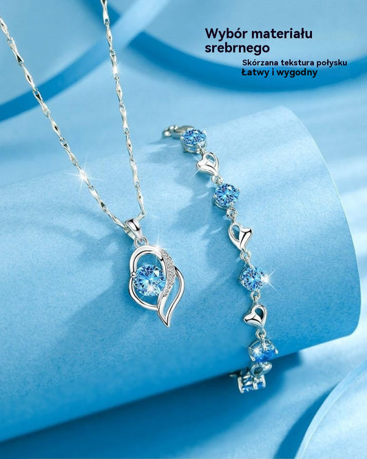 ✨✨【Kup 1, otrzymaj 1 gratis】💎💎Zestaw bransoletki i naszyjnika ze srebra 925 – Heart of the Ocean ✅️Płatność przy odbiorze