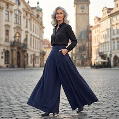 ❤️🌹【M-5XL】Dámské kalhoty s vysokým pasem a širokými nohavicemi, elegantní střih, pohodlné na nošení, zeštíhlující, prodyšné a pohodlné, vhodné na léto.