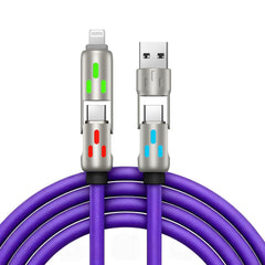 🔥 【2 kusy za 560 Kč】 🔥 (délka 2 metry) 4v1 kabel PD 240 W – rychlé nabíjení USB‑C, Lightning a USB‑A, hliník a silikon, synchronizace dat ⚡📱