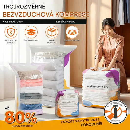 ⏳ 【Sada 4 kusů】1 sada 580 Kč🔥Vakuové kompresní sáčky bez pumpy, odolné pytle na skladování proti prachu