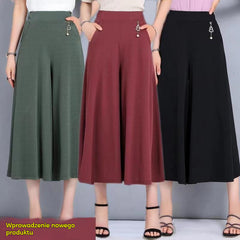 ❤️【M-5XL】 Nowe damskie letnie szerokie nogawki Ice Silk Cropped Pants，Moda  na co dzień