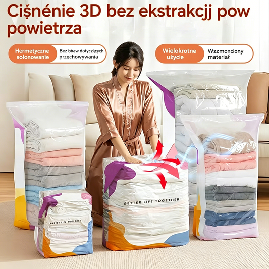 🧳【Zestaw 5 sztuk – 21.8zł / sztuka】🔥Duże worki próżniowe do przechowywania: wzmocnione, szczelne i odporne na wilgoć; nie wymagają pompy; wyposażone w wygodny zawór typu twist-lock💨