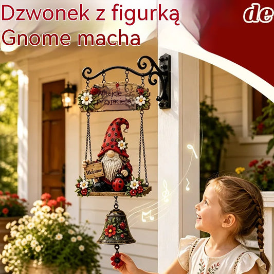 🔔 Witamy gości w wyjątkowym stylu! Krasnal ogrodowy z dzwonkiem i tabliczką „Welcome” 🏡✨