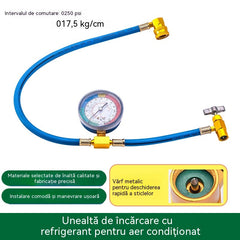 🔧❄️ Furtun de reumplere cu agent frigorific R134a pentru aer condiționat, cu manometru – Etanș, ușor de citit și compatibil cu autoturisme, camioane sau aparate de aer condiționat de uz casnic – Reumplere DIY în condiții de siguranță 🚗