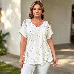👚【S-5XL】Modna koszulka z dekoltem w serek i wycięciem w kształcie serca