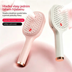 Hřeben s funkcí rozprašování na jedno tlačítko pro účinné zabránění zacuchání vlasů
