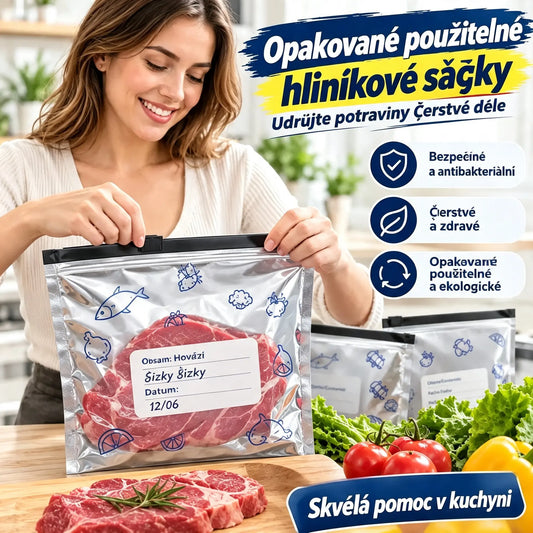 【30 sáčků】 antibakteriálních hliníkových sáčků, super snadno použitelných, pro zachování čerstvosti.