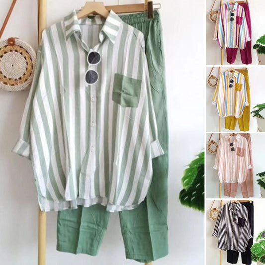 50% OFF🌸[S-5XL]  Damski prążkowany casualowy komplet dwuczęściowy (wiosna–lato)