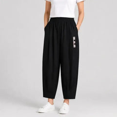 🔥【M–4XL】👖 Dámské lehké a prodyšné bavlněné lněné kalhoty - stylové a ležérní zkrácené kalhoty