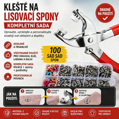 🔥 Sada 100 kovových knoflíků + ruční kleště (šití není nutné) 🧵🔧