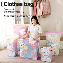 🧳【Set de 5 piese】💨 Pungi de depozitare în vid compresibile de mare capacitate: Nu necesită pompă de aer, etanșe, ideale pentru economisirea spațiului în valiză și în casă.✈️