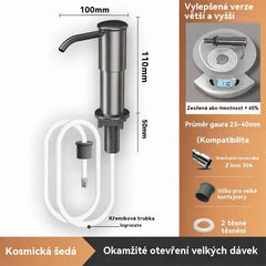 Vestavný dávkovač mýdla a mycího prostředku pro kuchyňský dřez, z prémiové nerezové oceli, s výsuvnou trubicí vedoucí přímo do láhve a gravitační kuličkou 304, rychlé čerpání