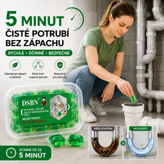 2 krabičky (celkem 100 tablet)🏠💧Deodorační kapsle Drain – bioenzymové složení neutralizuje pachy přímo u jejich zdroje.