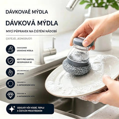 🧽 Automatický mycí kartáč na nádobí s dávkováním po stisku, časově omezená nabídka!💪 Perfektní na hrnce, pánve a nádobí. Snadné a rychlé čištění, bez námahy!🍳