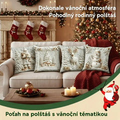 Vánoční sleva 49% 🎄 Povlaky na polštáře s vánoční tématikou【Sada 4 kusů】