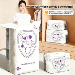 ✨(Opakowanie 5 sztuk)💨 Duże kompresowalne worki próżniowe do przechowywania: Nie wymagają pompki powietrza, są szczelne, idealne do oszczędzania miejsca w walizce i domu✈️
