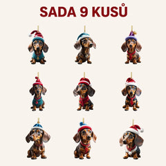 🎄【9dílná sada】🐕 Vánoční ozdoby ve tvaru pejsků jsou opravdu roztomilé