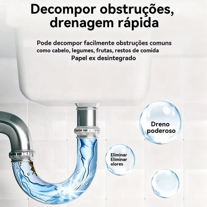 🛁💦【Compre um e leve outro grátis】🌟Desentupidor de lava-loiças e esgotos, eficaz para a gordura da cozinha e desentupimento de canos/sanitas.