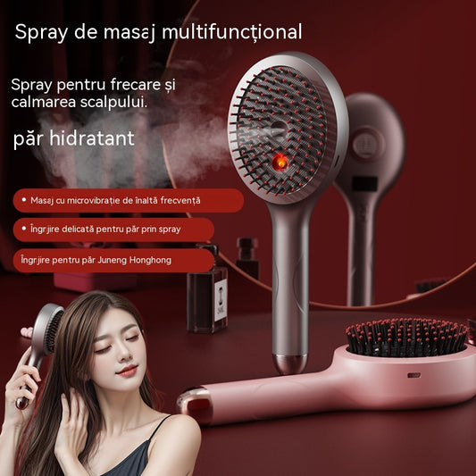 💆‍♀️Pieptănul de masaj cu funcție de pulverizare relaxează scalpul și este potrivit pentru coafarea și îngrijirea părului acasă, având o funcție de masaj vibrator.