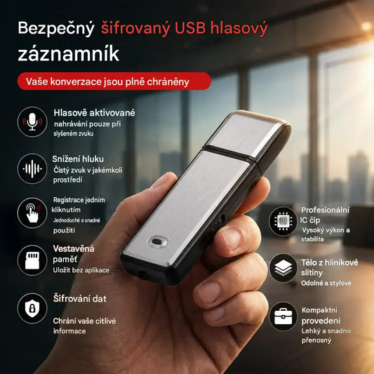 Přenosný USB hlasový záznamník s vysokým rozlišením a redukcí šumu