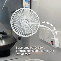 🔌💨 Mini wentylator obrotowy 360° do gniazdka – mocne chłodzenie do kuchni, łazienki, sypialni i biura