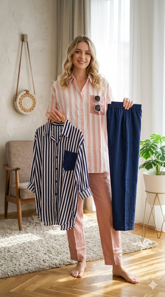 50% OFF🌸[S-5XL]  Damski prążkowany casualowy komplet dwuczęściowy (wiosna–lato)
