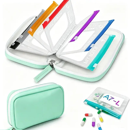 (14 stran) 💊 Voděodolný sáček na léky – přenosný sáček na léky a zdravotní potřeby, vhodný na cesty, domů i pro každodenní použití.
