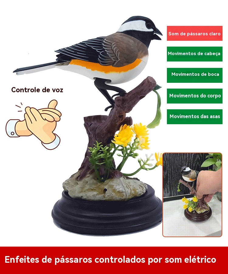 🦜🐦🐦Uma criativa e adorável estatueta de pássaros, ativada por voz, ideal para decorar diversos ambientes.