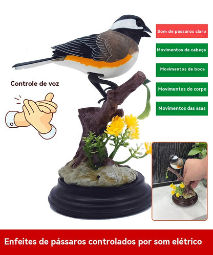 🦜🐦🐦Uma criativa e adorável estatueta de pássaros, ativada por voz, ideal para decorar diversos ambientes.