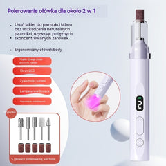 💅Elektryczny pilnik do paznokci 2 w 1 z lampą LED (lampa do utwardzania + 5 końcówek polerujących)