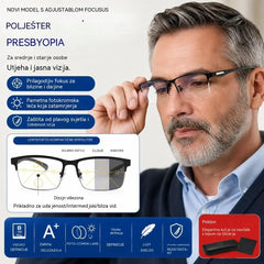 👓 Zcela nové bezrámové brýle na čtení určené speciálně pro střední a starší generaci, vybavené funkcí zvětšení, multifokálními skly, fotochromatickými skly a filtrem modrého světla.